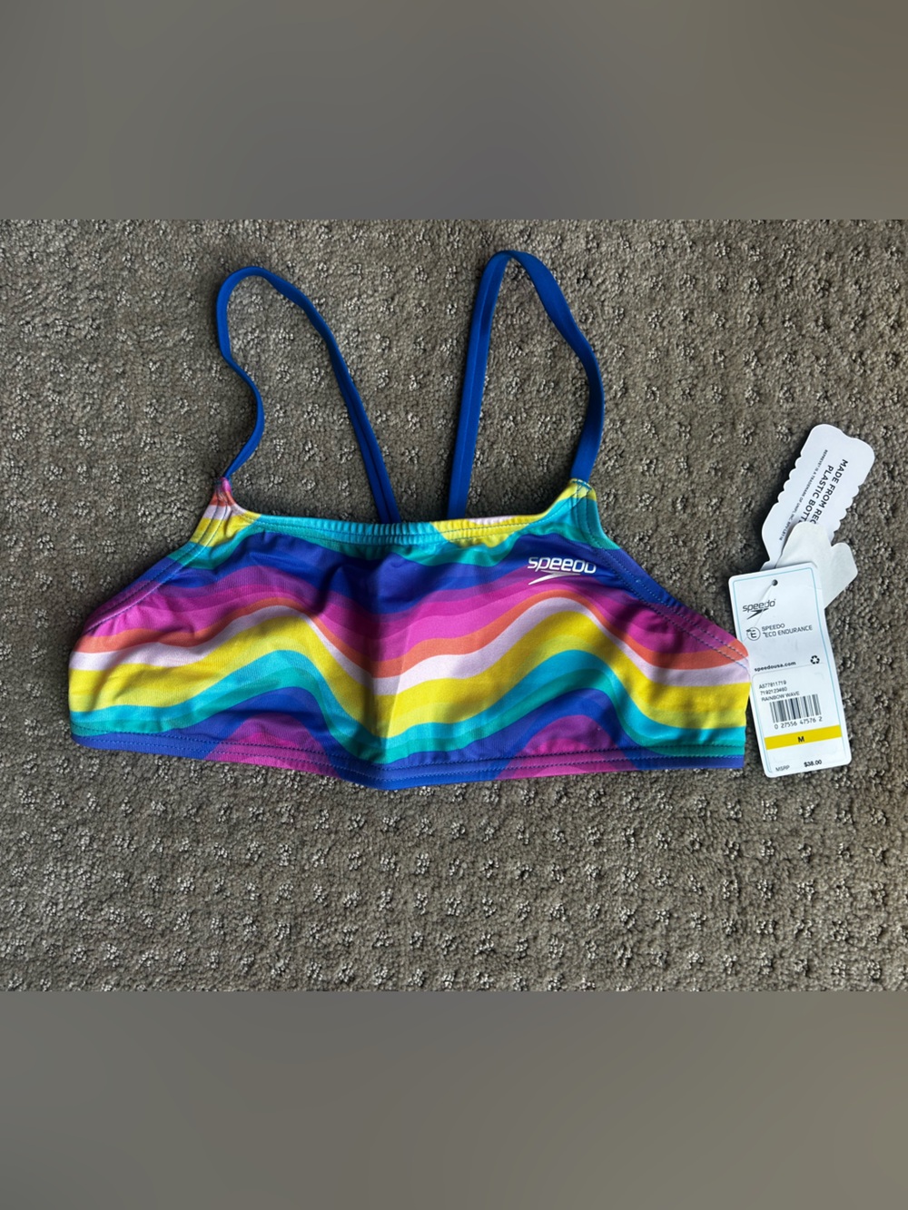 NWT Speedo Rainbow Wave Bikini Top